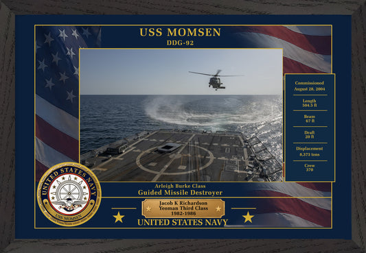 USS Momsen DDG-92 Framed Patriotic Photo