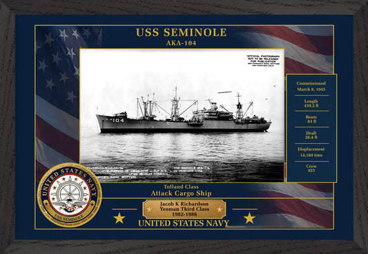 USS Seminole AKA-104 Framed Patriotic Photo