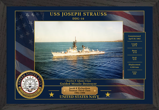 USS Joseph Strauss DDG-16 Framed Patriotic Photo