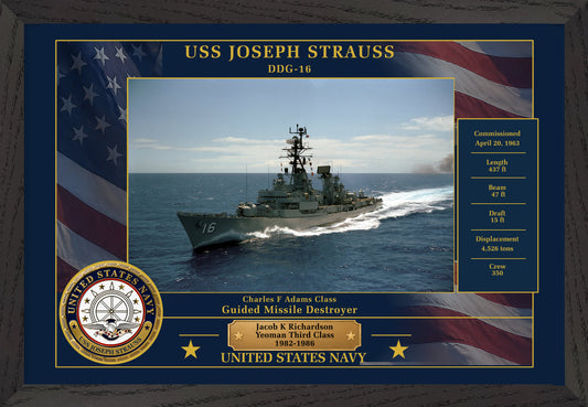 USS Joseph Strauss DDG-16 Framed Patriotic Photo