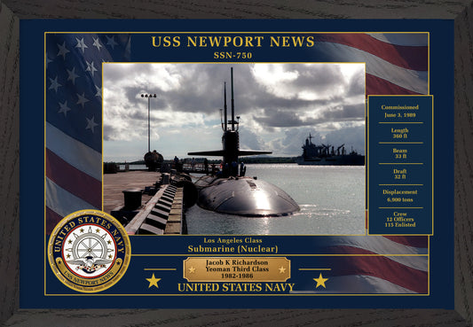 USS Newport News SSN-750 Framed Patriotic Photo
