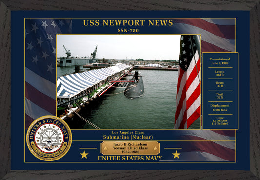 USS Newport News SSN-750 Framed Patriotic Photo
