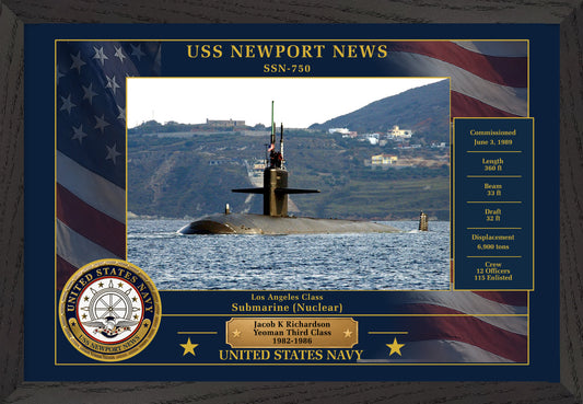 USS Newport News SSN-750 Framed Patriotic Photo