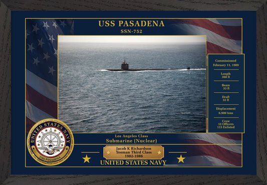 USS Pasadena SSN-752 Framed Patriotic Photo