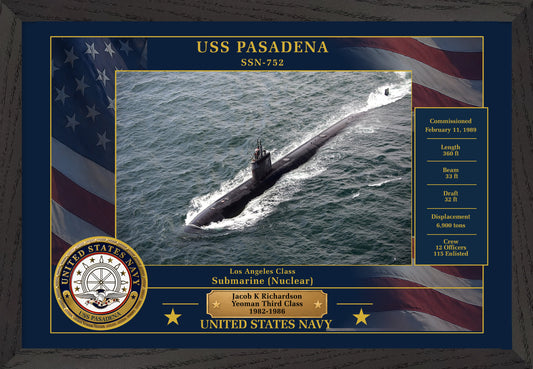USS Pasadena SSN-752 Framed Patriotic Photo