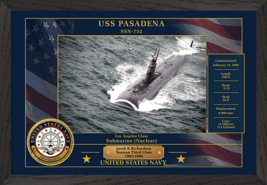 USS Pasadena SSN-752 Framed Patriotic Photo