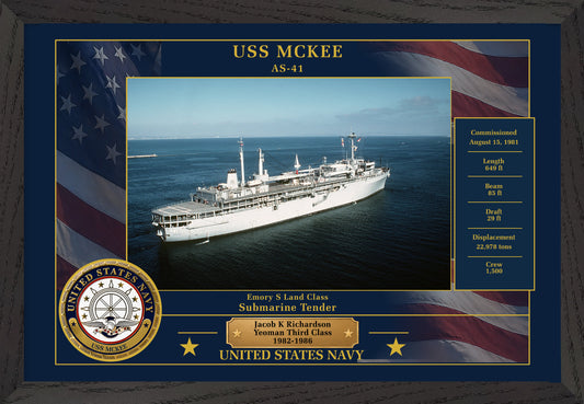 USS Mckee AS-41 Framed Patriotic Photo