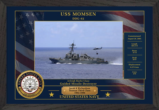 USS Momsen DDG-92 Framed Patriotic Photo
