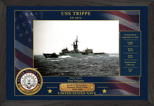 USS Trippe FF-1075 Framed Patriotic Photo