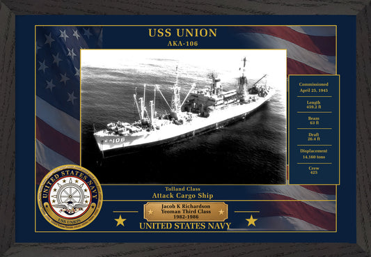 USS Union AKA-106 Framed Patriotic Photo