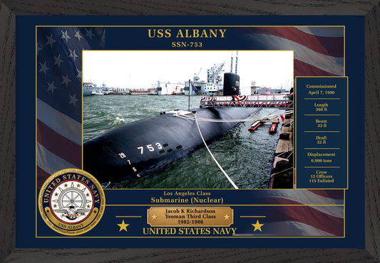 USS Albany SSN-753 Framed Patriotic Photo