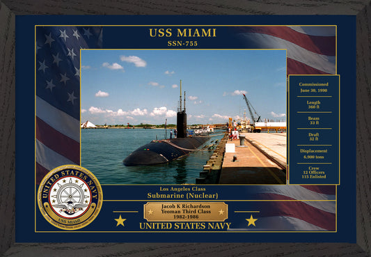 USS Miami SSN-755 Framed Patriotic Photo