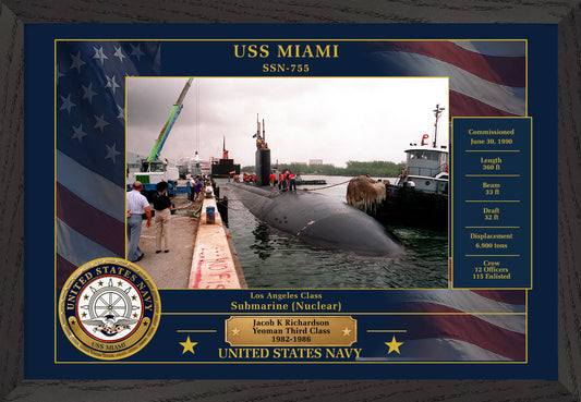 USS Miami SSN-755 Framed Patriotic Photo