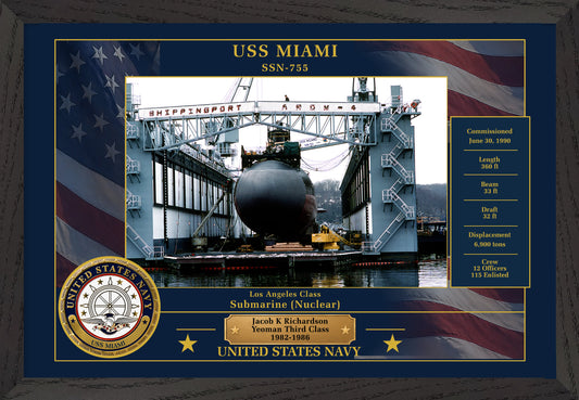 USS Miami SSN-755 Framed Patriotic Photo