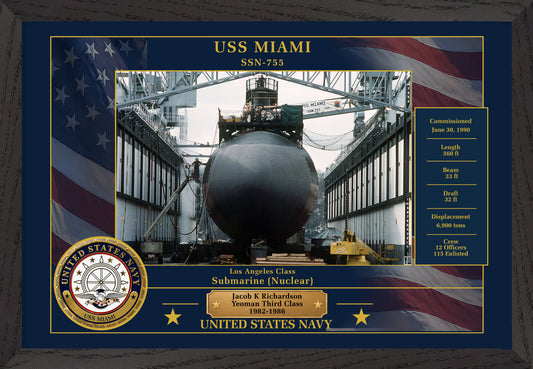 USS Miami SSN-755 Framed Patriotic Photo
