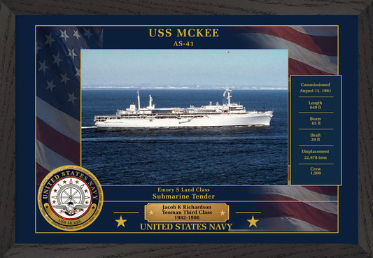 USS Mckee AS-41 Framed Patriotic Photo
