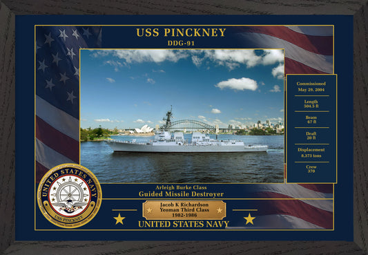 USS Pinckney DDG-91 Framed Patriotic Photo