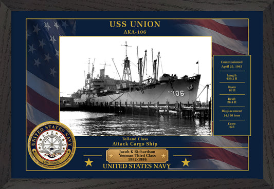 USS Union AKA-106 Framed Patriotic Photo