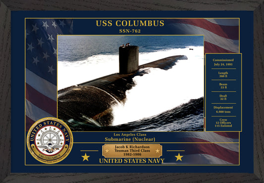 USS Columbus SSN-762 Framed Patriotic Photo