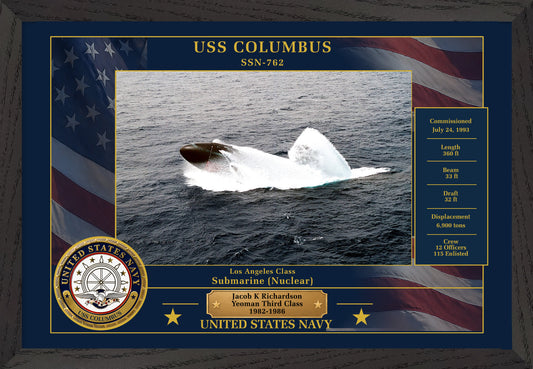 USS Columbus SSN-762 Framed Patriotic Photo