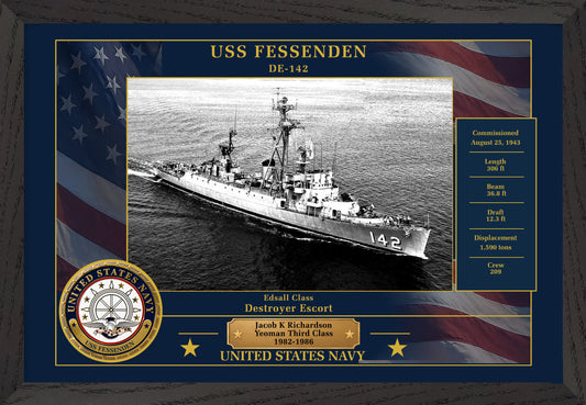 USS Fessenden DE-142 Framed Patriotic Photo