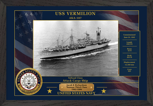 USS Vermilion AKA-107 Framed Patriotic Photo