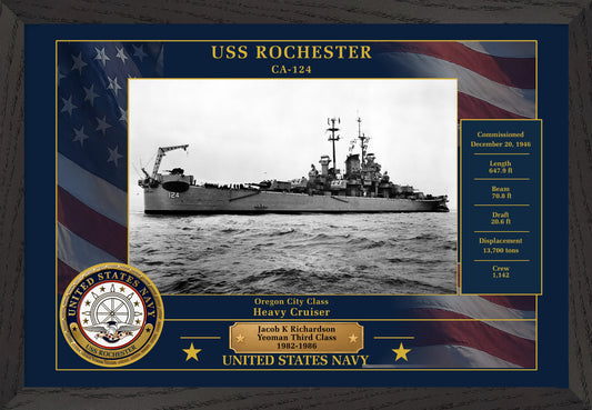 USS Rochester CA-124 Framed Patriotic Photo