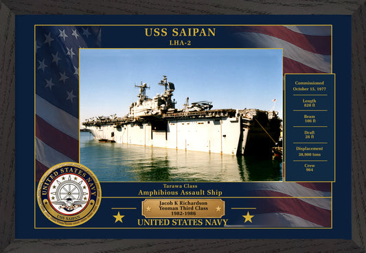USS Saipan LHA-2 Framed Patriotic Photo