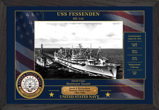 USS Fessenden DE-142 Framed Patriotic Photo