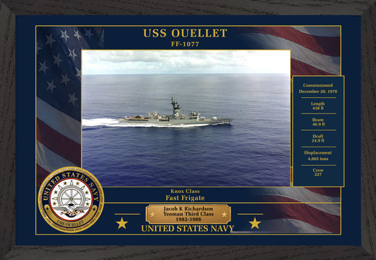 USS Ouellet FF-1077 Framed Patriotic Photo