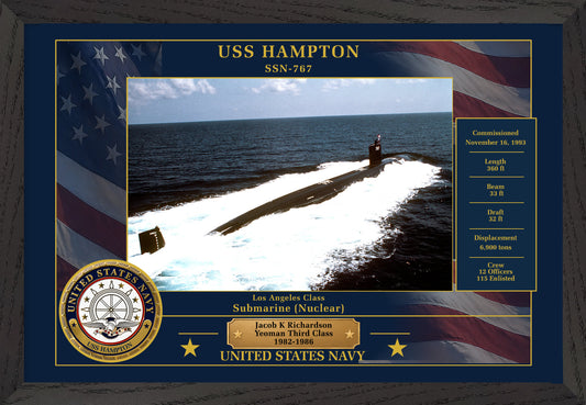 USS Hampton SSN-767 Framed Patriotic Photo