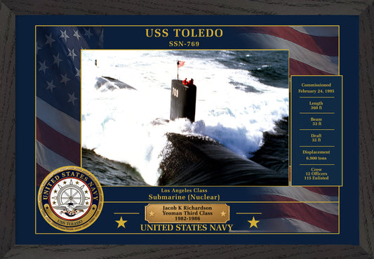 USS Toledo SSN-769 Framed Patriotic Photo