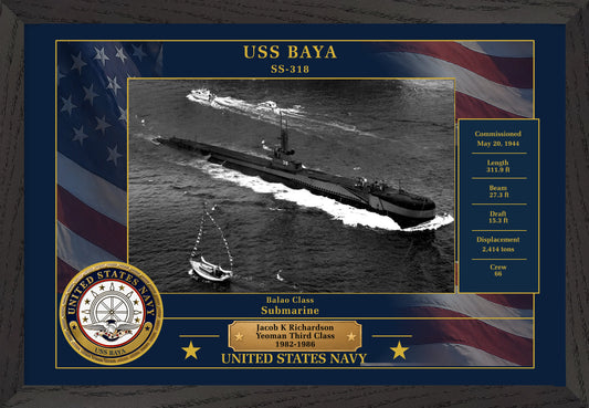 USS Baya SS-318 Framed Patriotic Photo