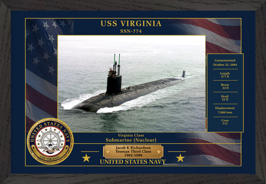 USS Virginia SSN-774 Framed Patriotic Photo