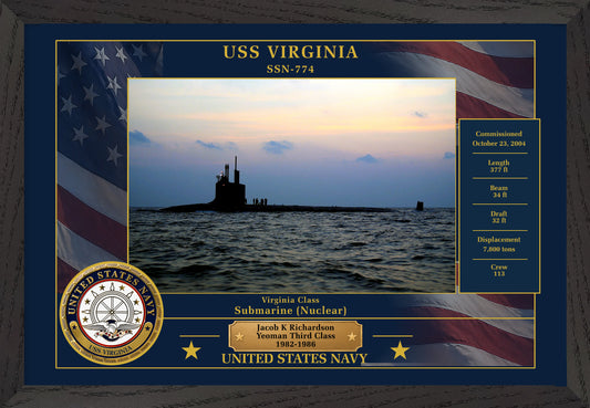 USS Virginia SSN-774 Framed Patriotic Photo