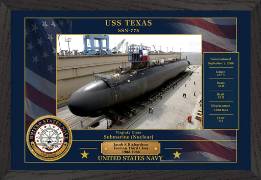 USS Texas SSN-775 Framed Patriotic Photo