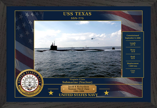USS Texas SSN-775 Framed Patriotic Photo