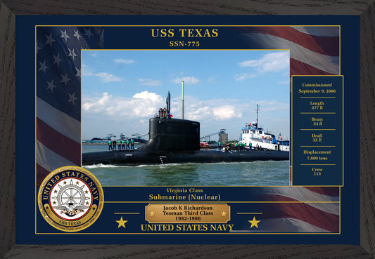 USS Texas SSN-775 Framed Patriotic Photo