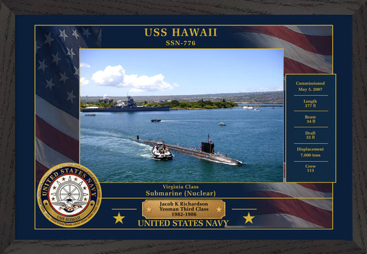 USS Hawaii SSN-776 Framed Patriotic Photo
