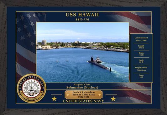 USS Hawaii SSN-776 Framed Patriotic Photo