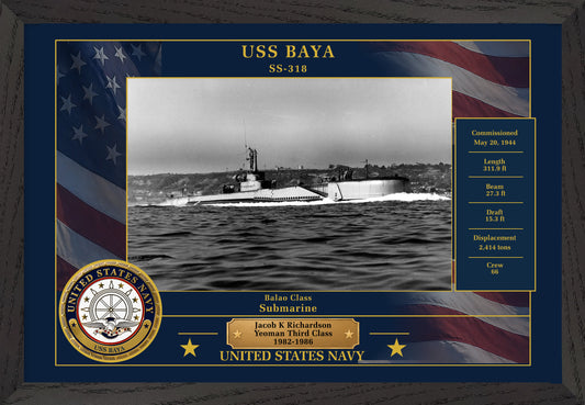 USS Baya SS-318 Framed Patriotic Photo