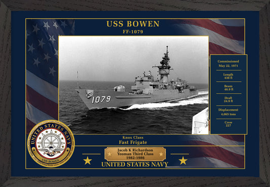 USS Bowen FF-1079 Framed Patriotic Photo