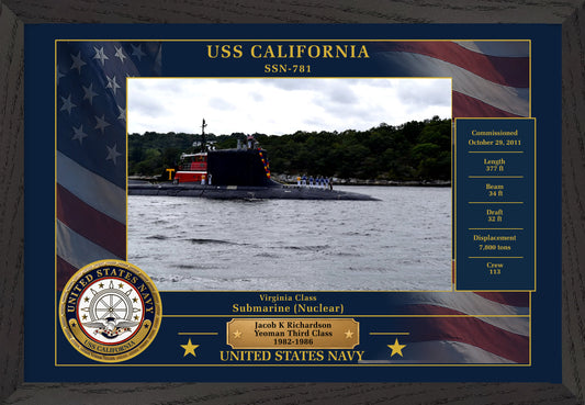 USS California SSN-781 Framed Patriotic Photo