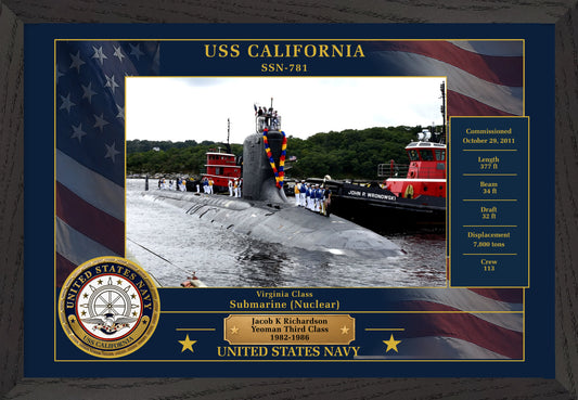 USS California SSN-781 Framed Patriotic Photo