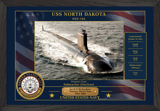 USS North Dakota SSN-784 Framed Patriotic Photo