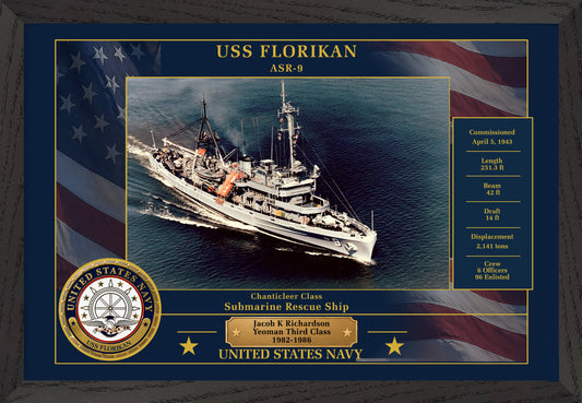 USS Florikan ASR-9 Framed Patriotic Photo
