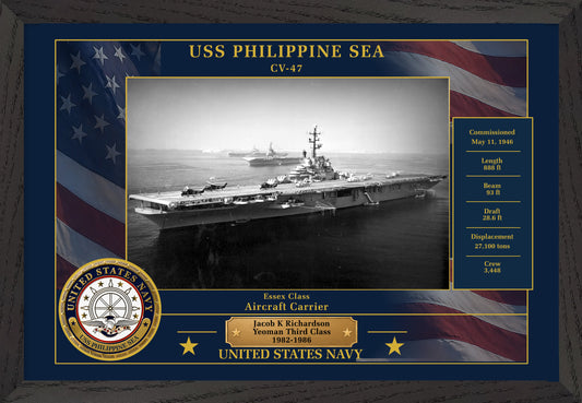 USS Philippine Sea CV-47 Framed Patriotic Photo