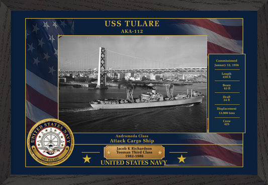 USS Tulare AKA-112 Framed Patriotic Photo