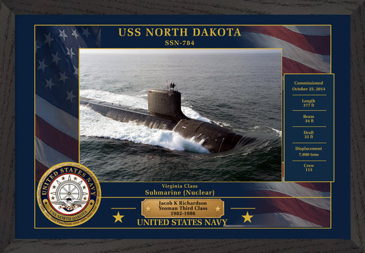 USS North Dakota SSN-784 Framed Patriotic Photo