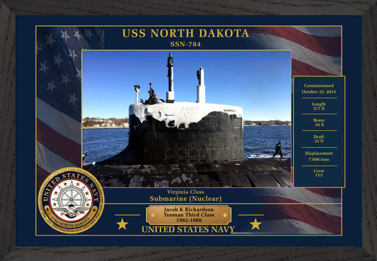 USS North Dakota SSN-784 Framed Patriotic Photo